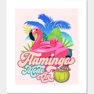 Pink Flamingo, Vacay Mode on, Summer Holiday Flamingo Posters and Art